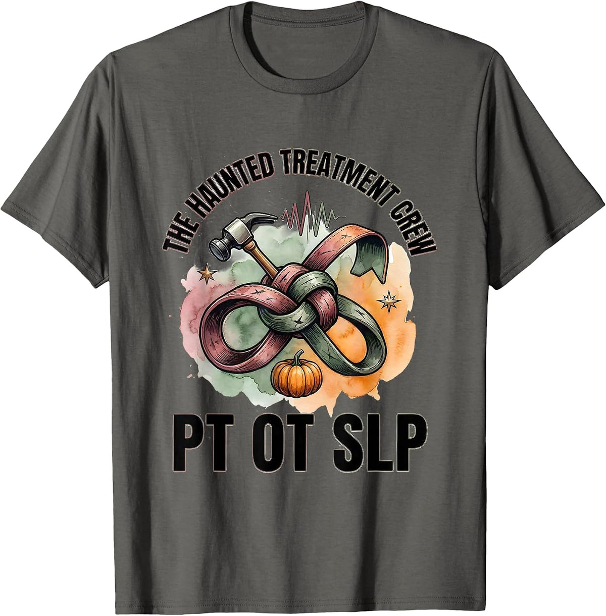 Men's The Haunted Treatment Crew PT OT SLP Halloween Physical T-Shirt - Asphalt Grey