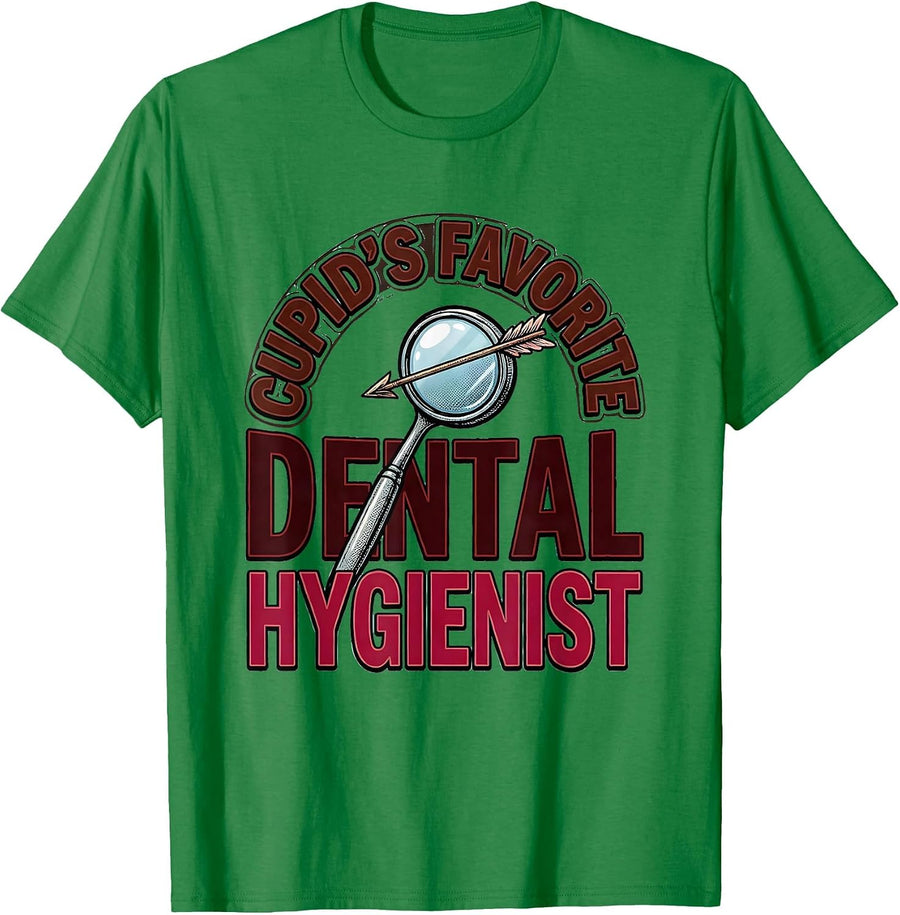 Men's Cupid's Favorite Dental Hygienist Funny Valentine Role Humor T-Shirt - Kelly Green