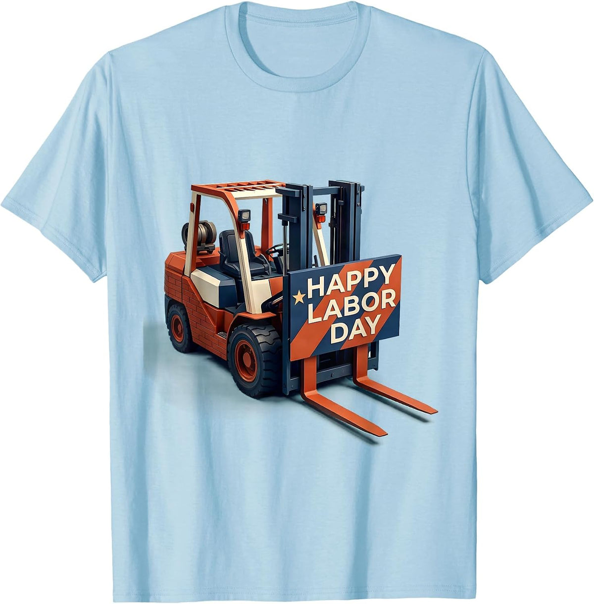 Men's Happy Labor Day Midcentury Modern Patriotic Union Worker T-Shirt - Baby Blue