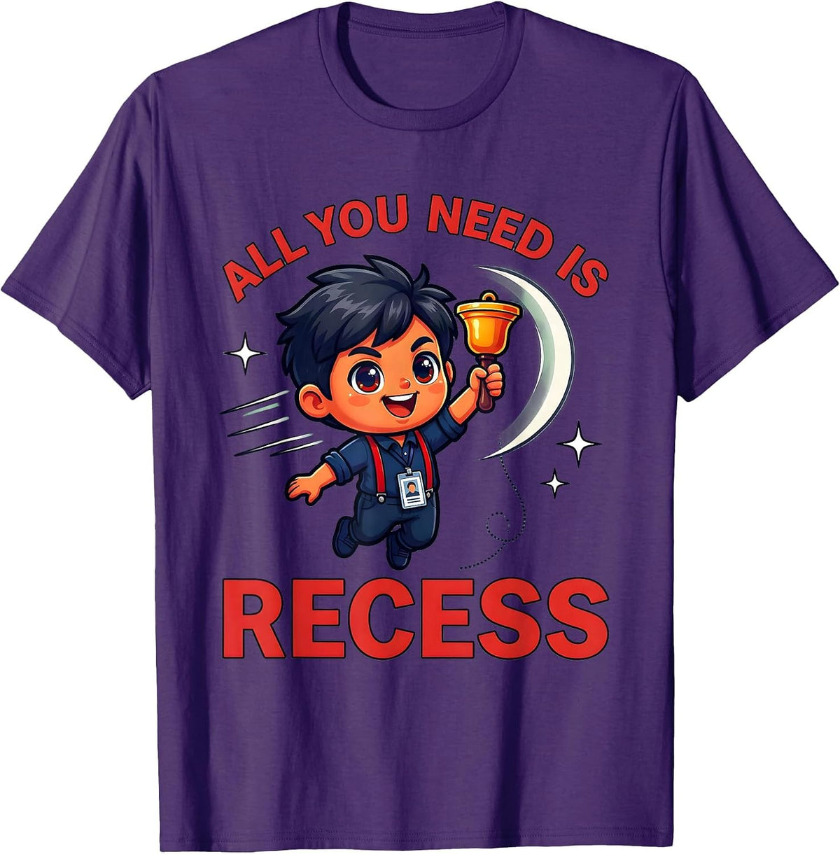 ALL YOU NEED IS RECESS Funny Teacher Back To School Humor T-Shirt - Purple
