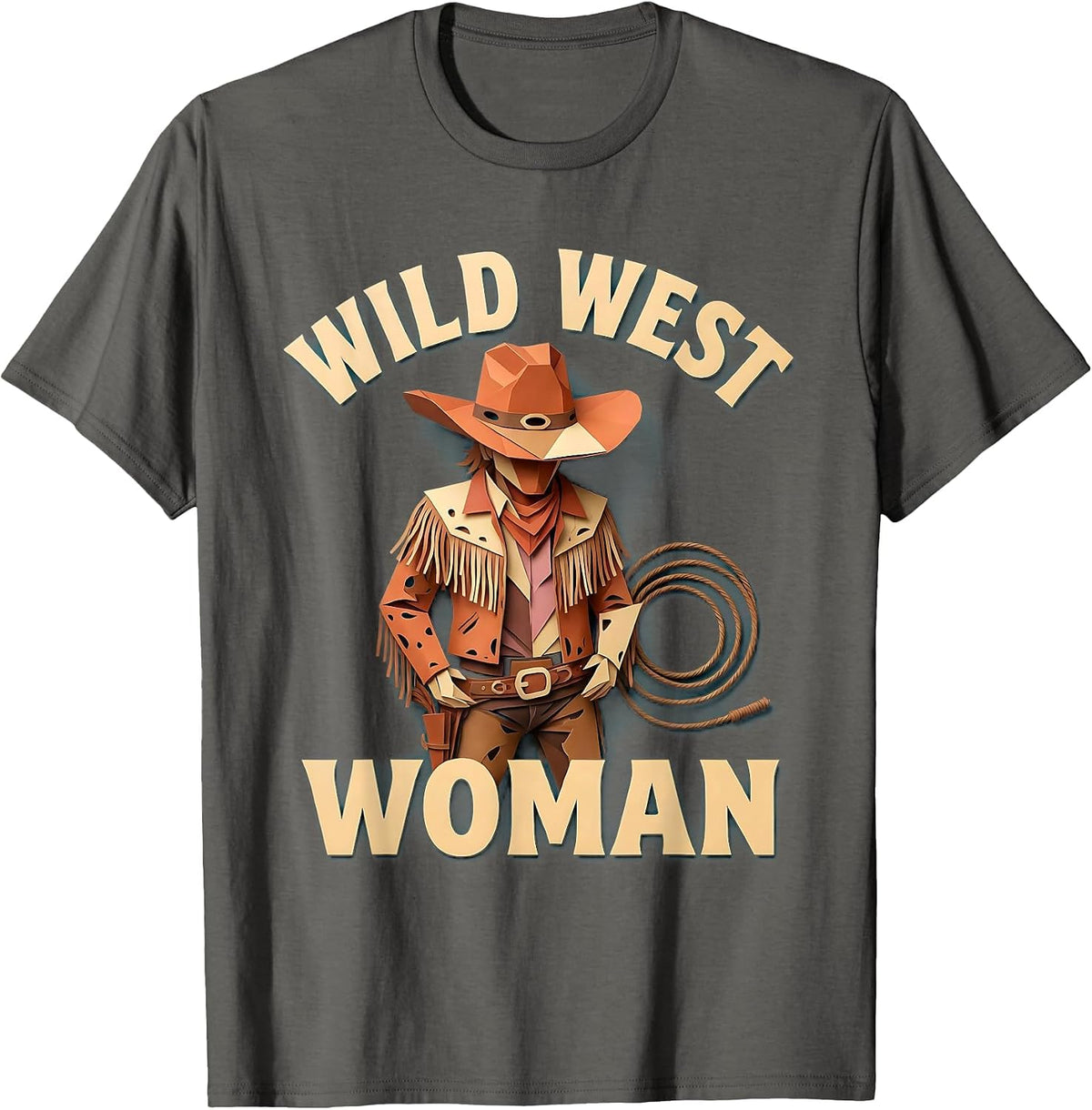 Men's Wild West Woman Graphic Design T-Shirt - Asphalt Grey