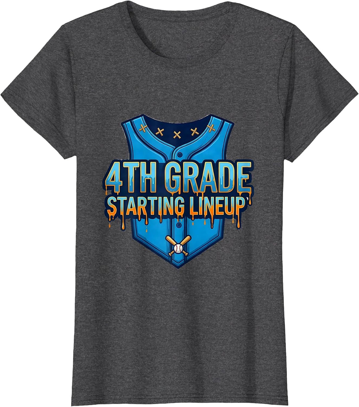 Women's 4th Grade Starting Lineup Bold Baseball Jersey Back T-Shirt - Dark Heather Grey