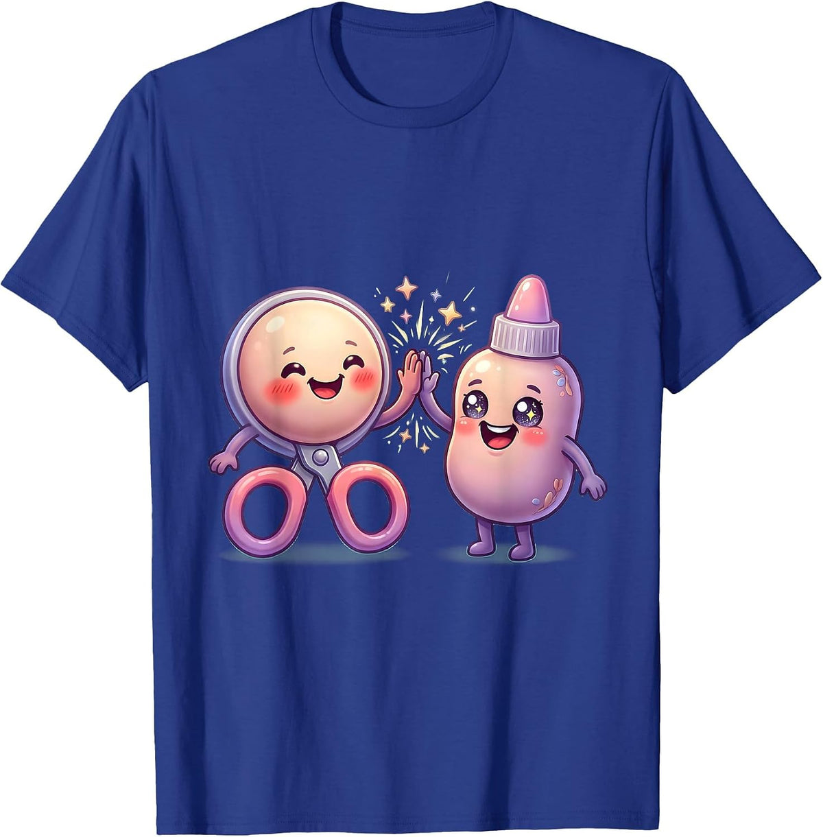 Funny 5th Grade Teacher Scissors Glue High Five T-Shirt - Royal Blue