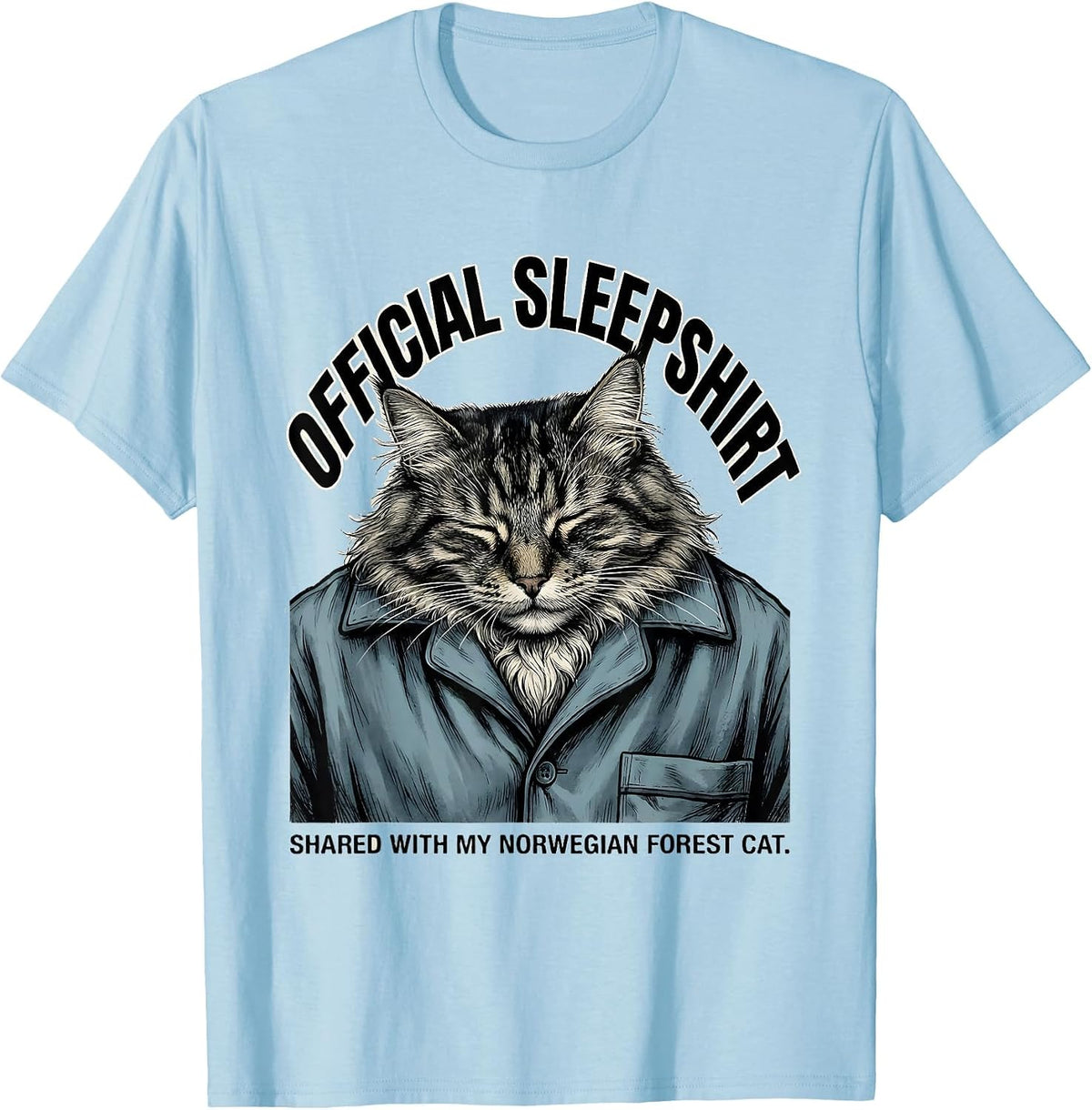 Men's Official Sleepshirt, Shared With My Norwegian Forest Cat T-Shirt - Baby Blue