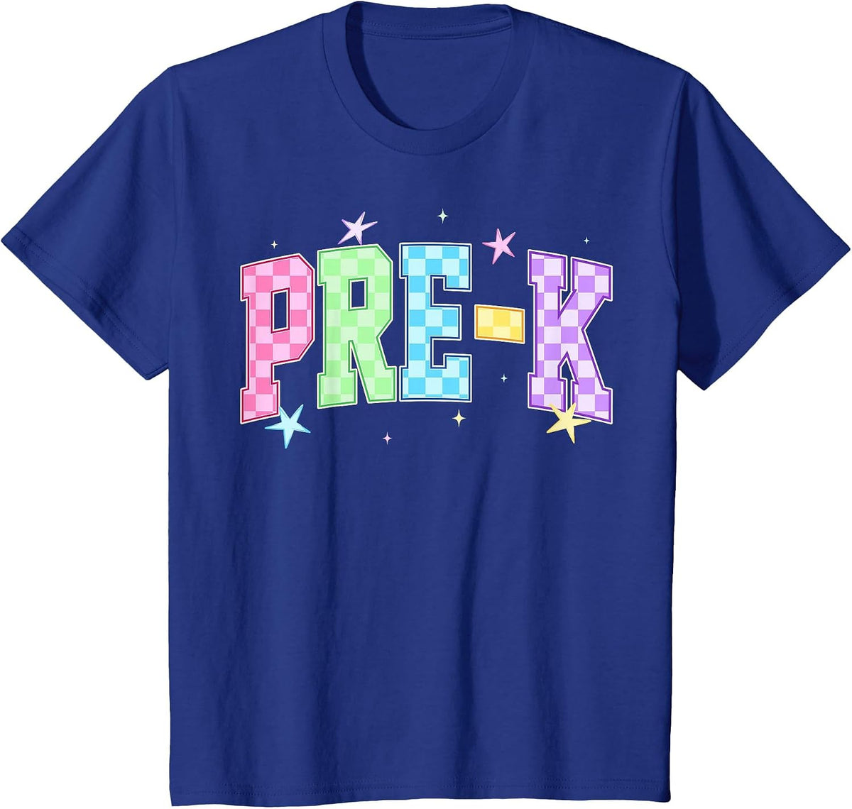 Back to School Checkered Pre-K Team Teacher Students T-Shirt - Royal Blue