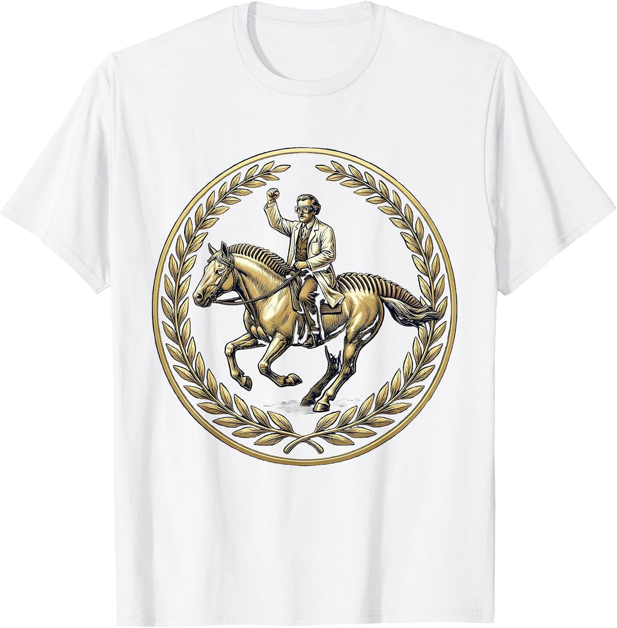 Men's Scientist Riding Giant Mitochondria Biology Gift T-Shirt - White