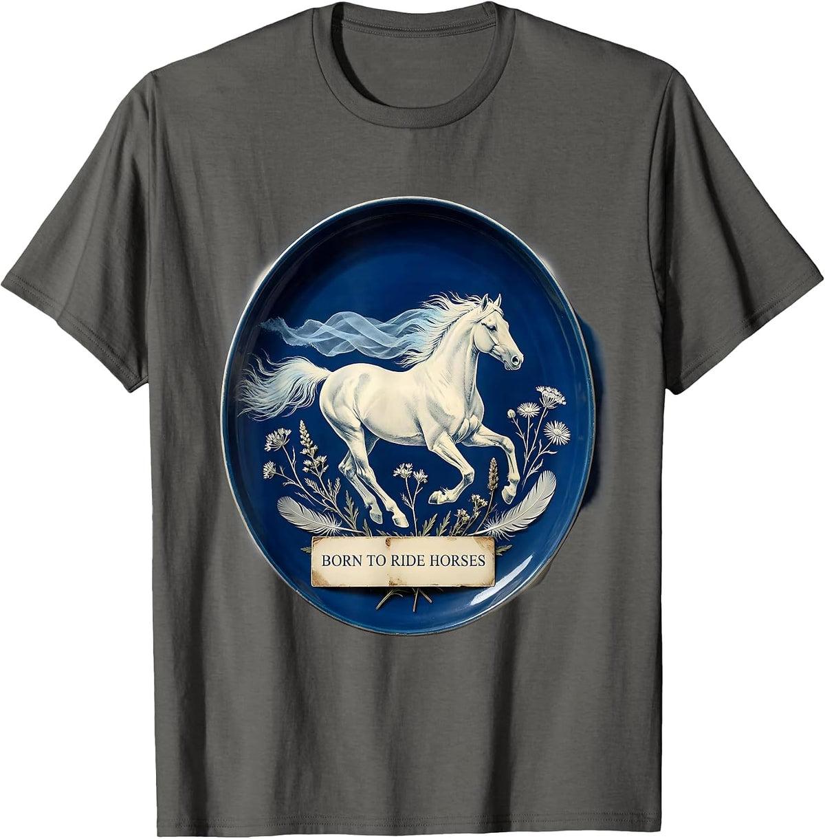 Born to Ride Horses Equestrian Design T-Shirt - Asphalt Grey