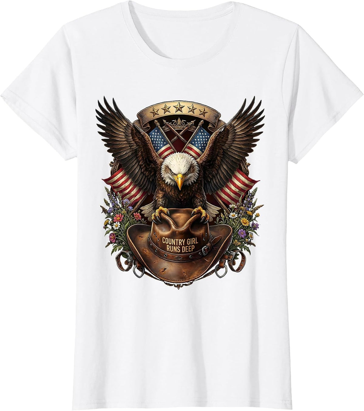 Country Girl Runs Deep Cowboy Western Design T-Shirt - White