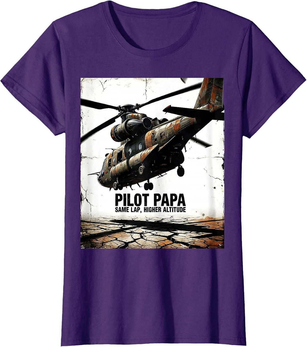 Women's Pilot Papa Same Lap Higher Altitude Distressed Aviation T-Shirt - Purple