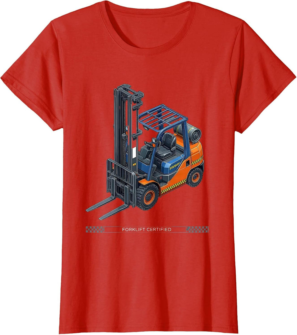 Forklift Certified Funny Construction Worker Heavy Equipment T-Shirt - Red