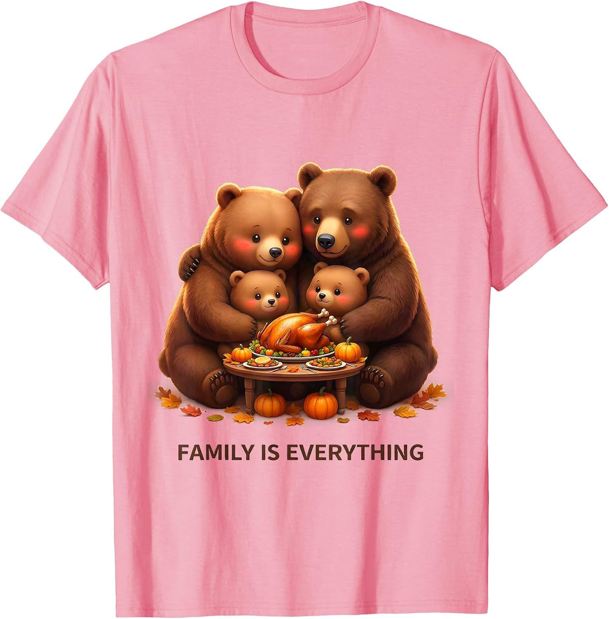 Men's Family Is Everything Thanksgiving Graphic Design T-Shirt - Pink