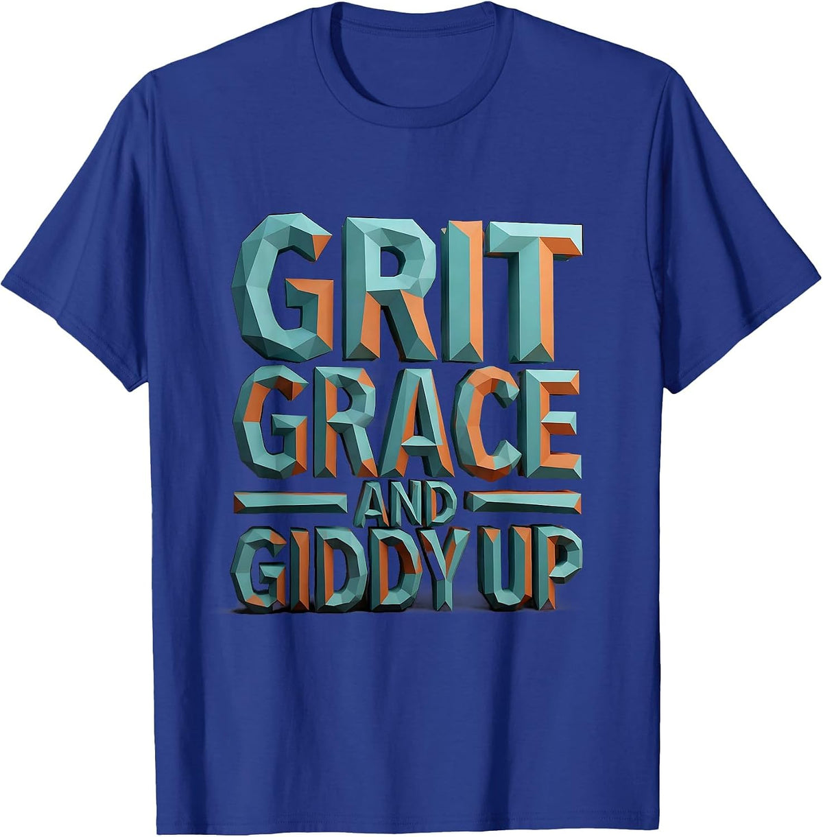 Grit Grace and Giddy Up Western Design T-Shirt - Royal Blue
