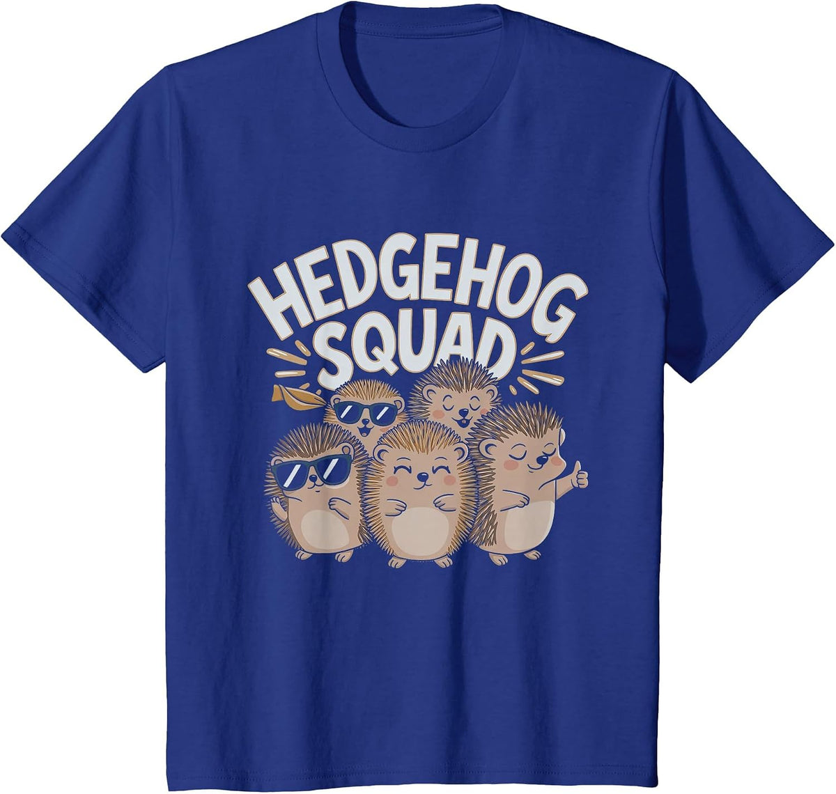 Funny Hedgehog Squad Design T-Shirt - Royal Blue