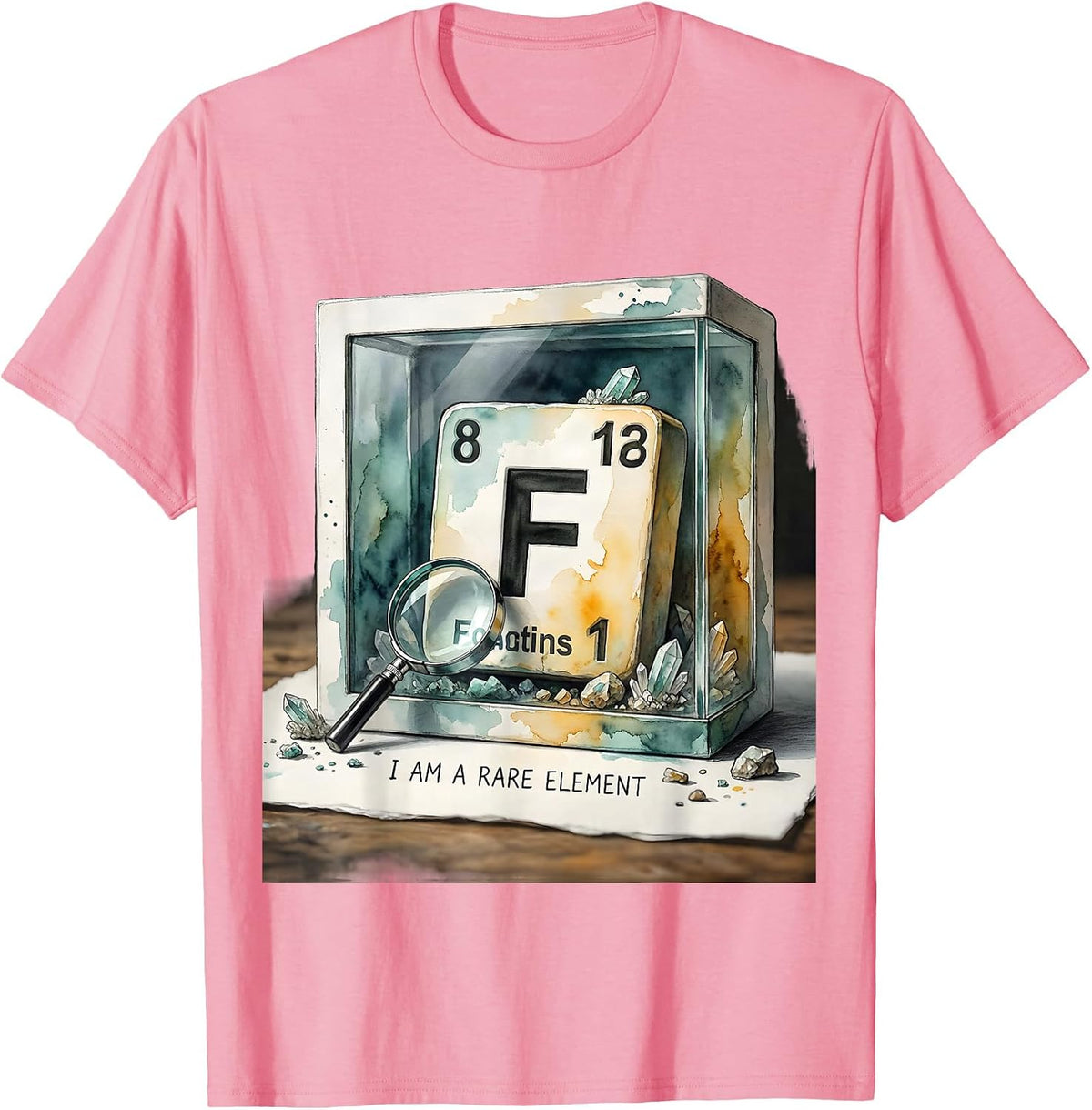 Men's I Am A Rare Element Watercolor Science Humor Nerd Gift T-Shirt - Pink