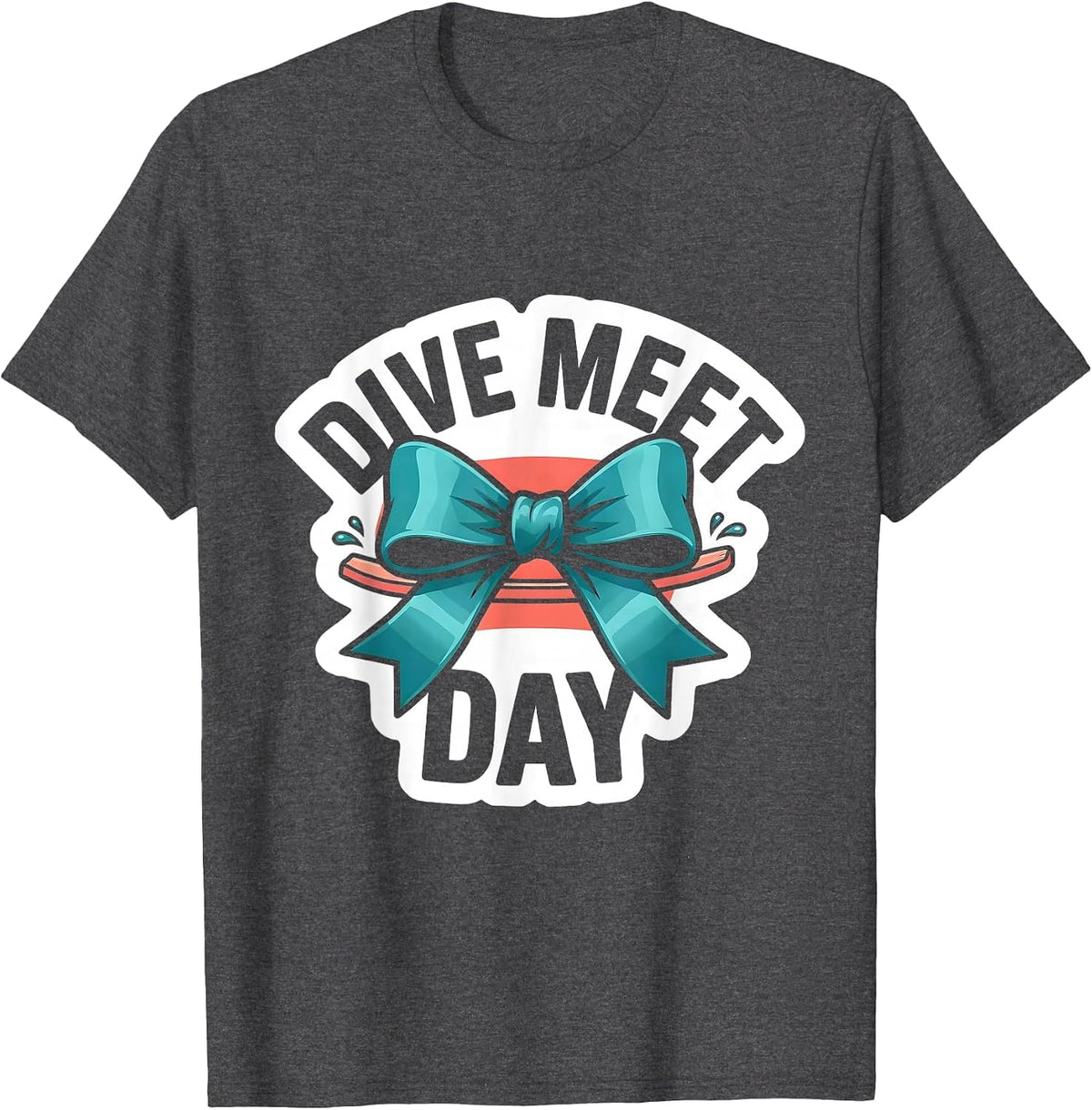 Dive Meet Day Cute Coquette Bow State Pride Sticker T-Shirt - Dark Heather Grey