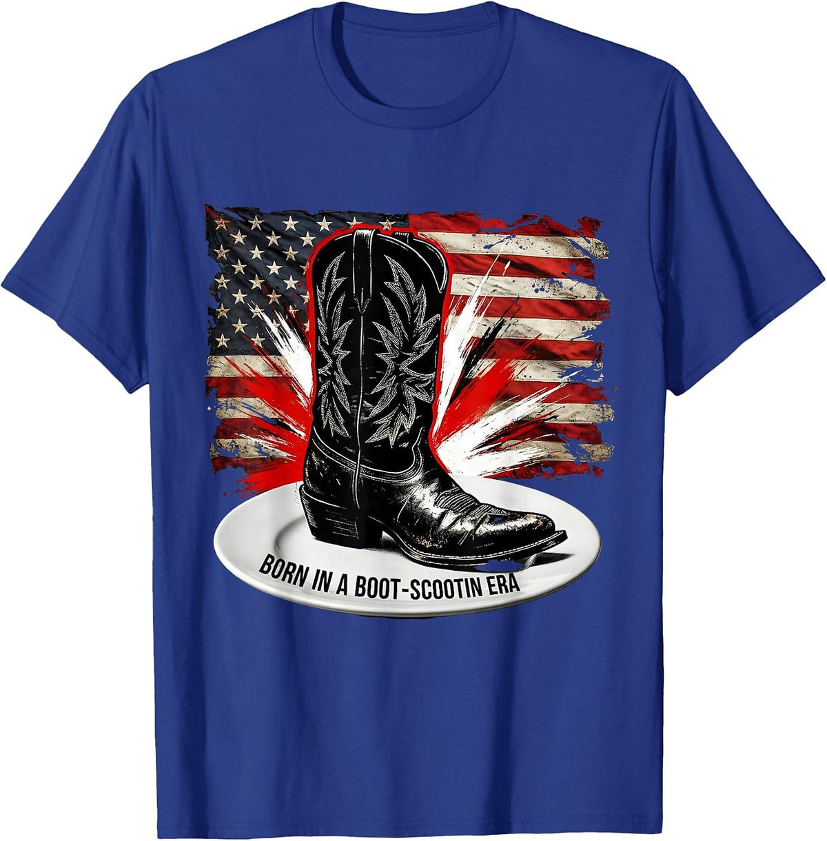 Born in a Boot-Scootin Era 90s Country Design T-Shirt - Royal Blue