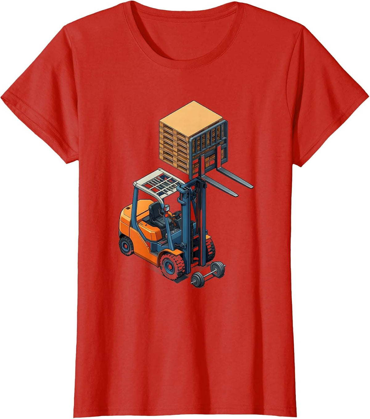 Forklift Art Funny Forklift Operator Warehouse Worker T-Shirt - Red