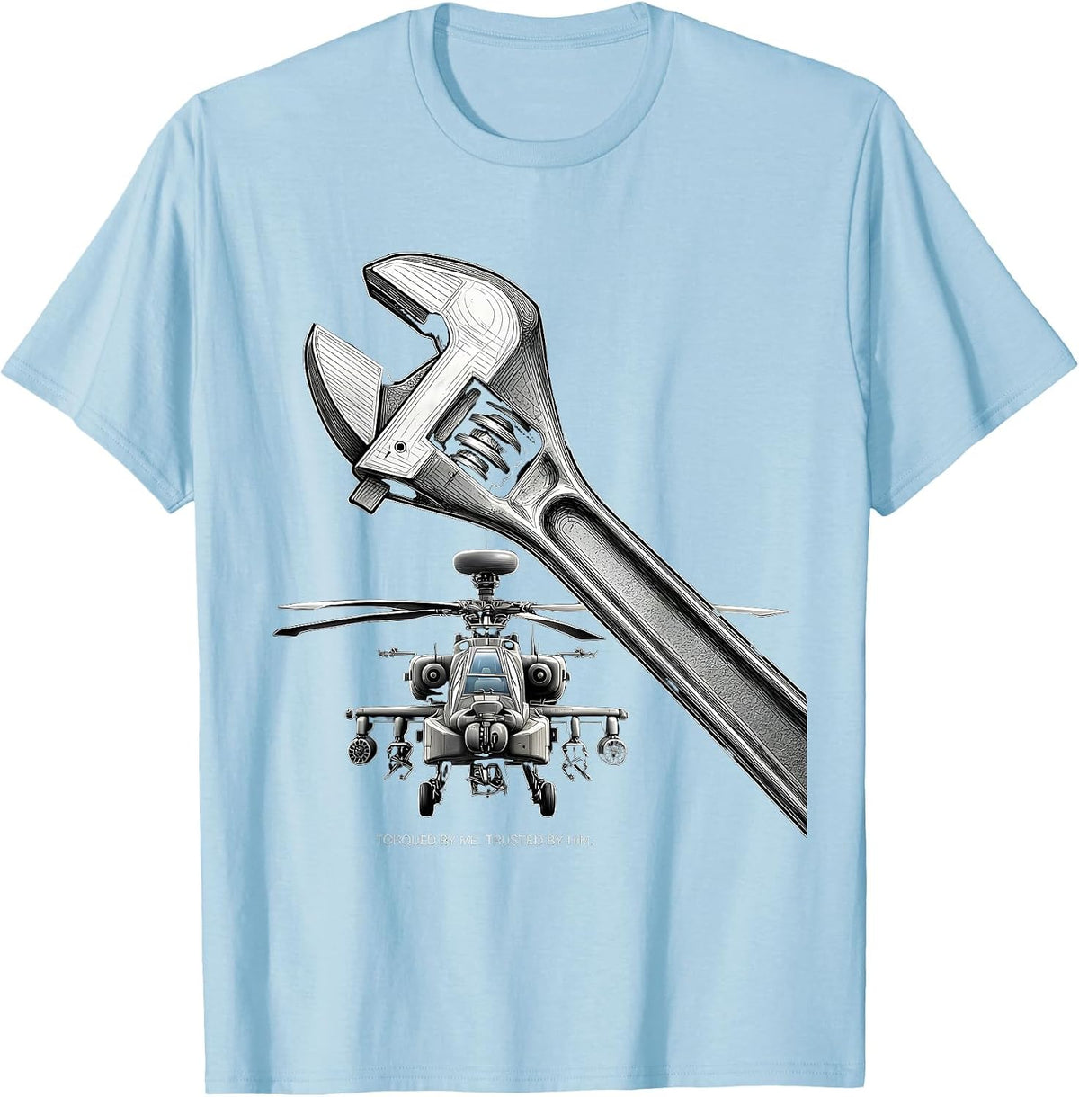 Men's Torqued By Me Trusted By Him Military Helicopter Veteran T-Shirt - Baby Blue