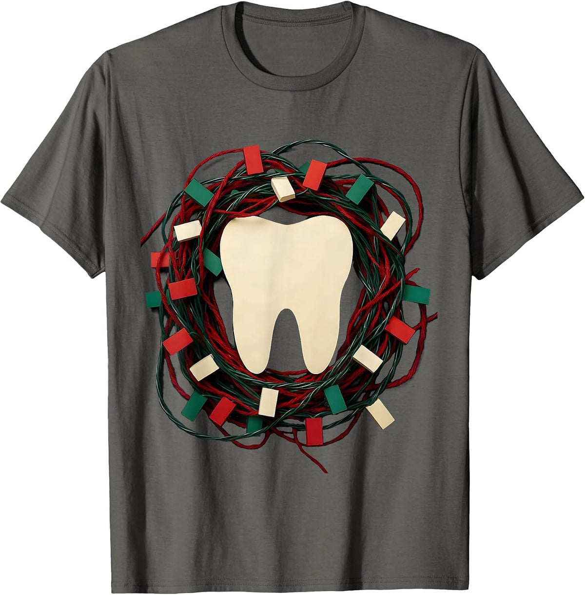 Broad Twin-Root Molar Dental Christmas Humor Dentist Gift T-Shirt - Asphalt Grey