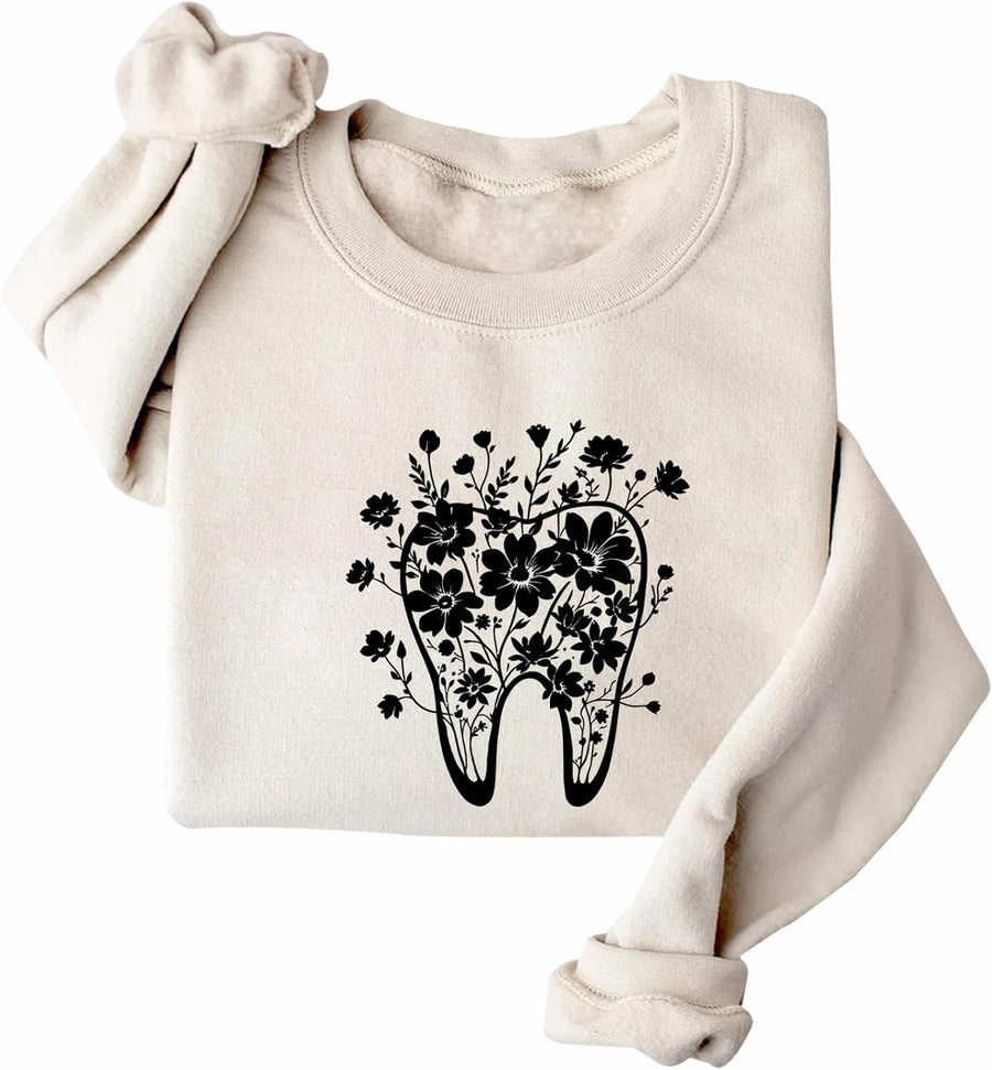 Florals Tooth Sweatshirt Dental Assistant Sweatshirt - Khika