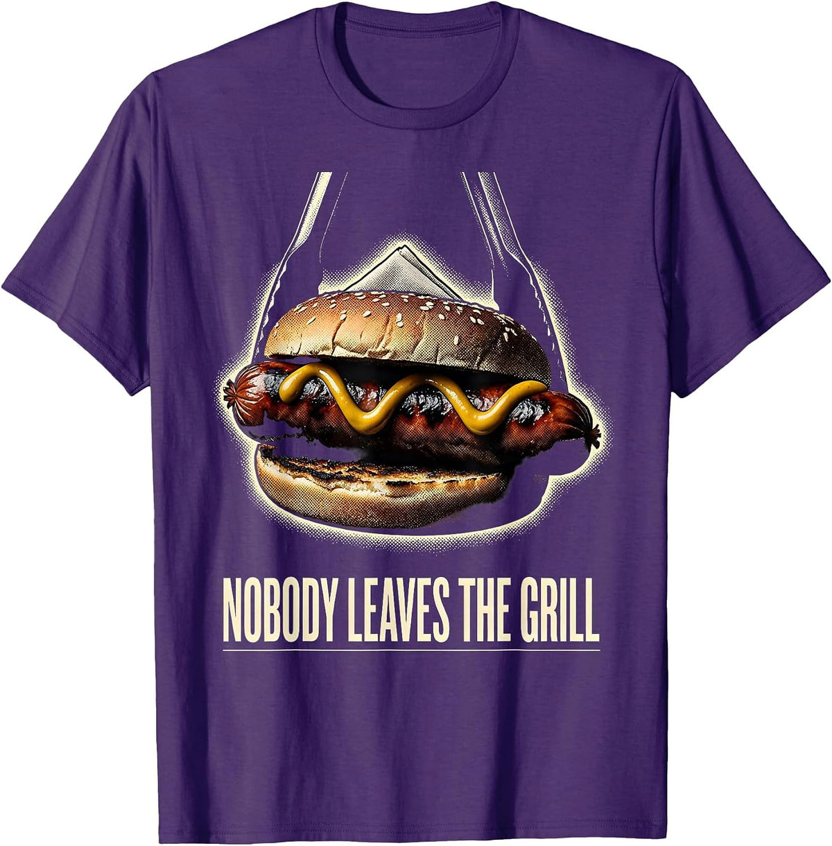 Nobody Leaves The Grill Funny BBQ Hot Dog Meme Humor T-Shirt - Purple