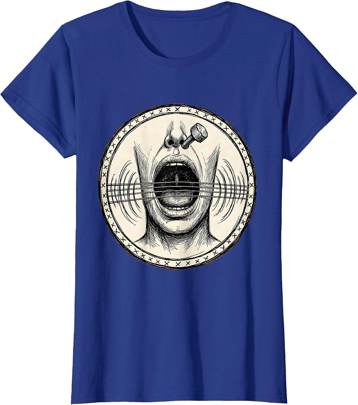 Women's Speech Therapy Vocal Cords Guitar Strings Design T-Shirt - Royal Blue