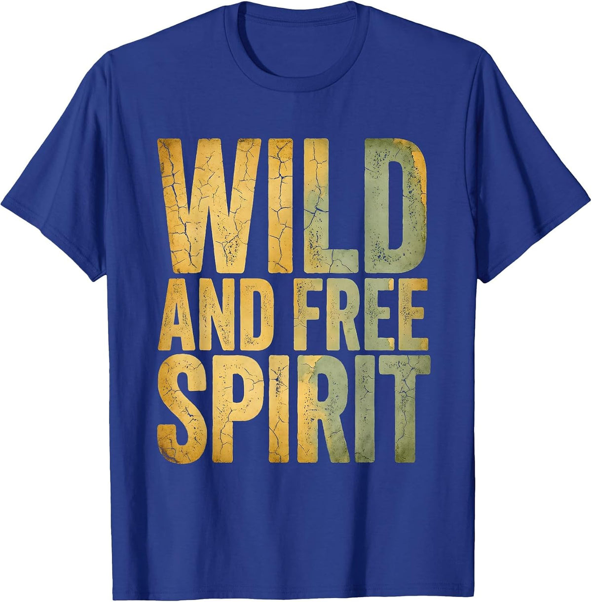 Wild and Free Spirit White Cowgirl Design T-Shirt - Royal Blue