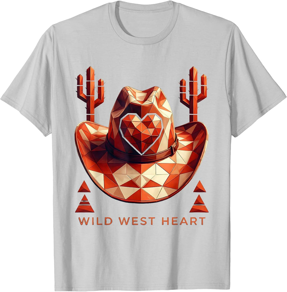 Men's Wild West Heart Cowgirl Graphic Design T-Shirt - Silver Grey