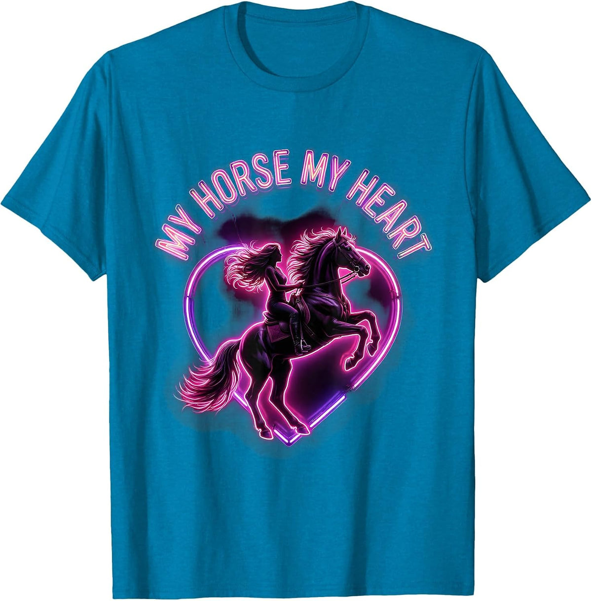 My Horse My Heart Horse Lover Design T-Shirt - Sapphire Blue