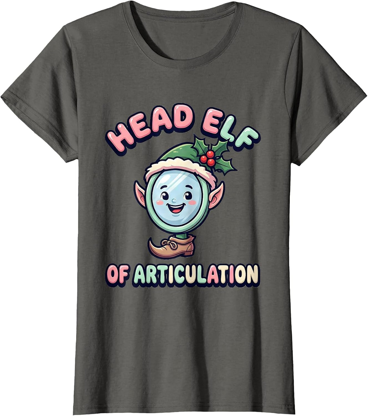 Women's Head Elf of Articulation Cute Kawaii Speech Therapist T-Shirt - Asphalt Grey