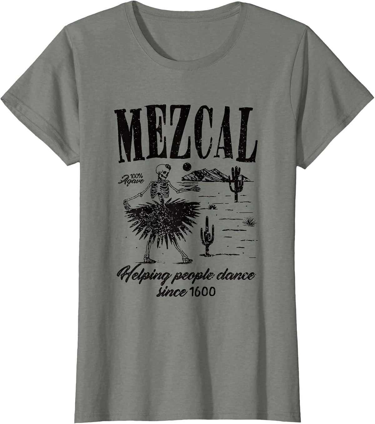 Funny Retro Mexican Mezcal Cinco De Mayo Agave Spirit Liquor T-Shirt - Olive Heather