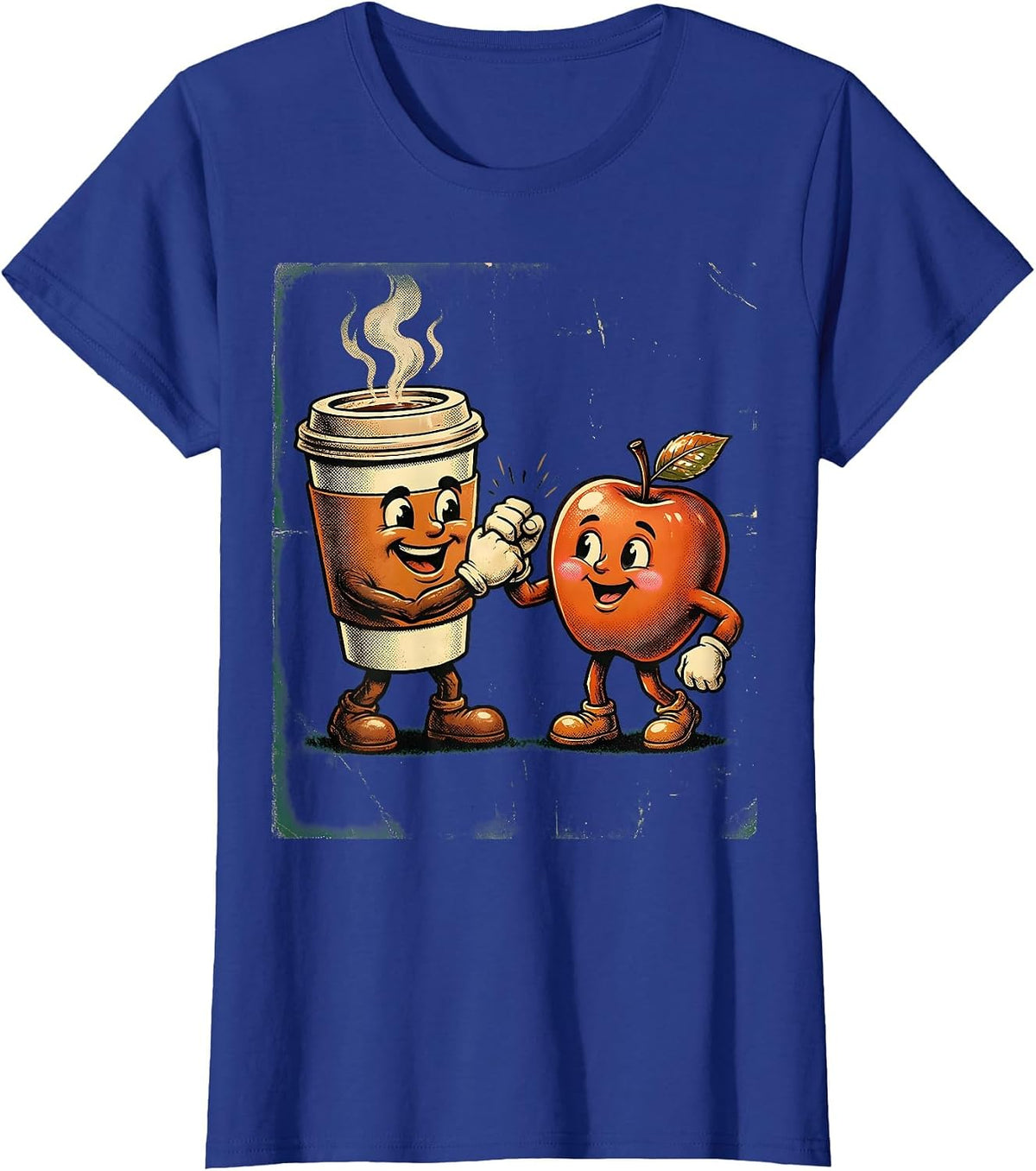 Women's Friyay Teacher Coffee Cup Apple Fist Bump T-Shirt - Royal Blue