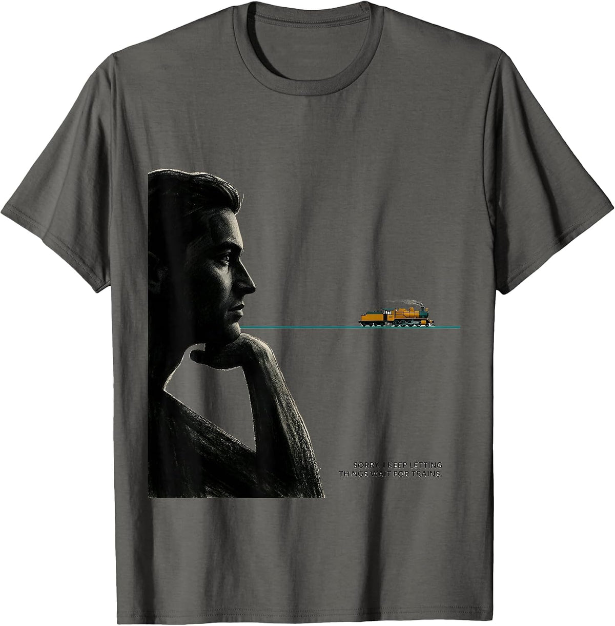 Men's Sorry, I Keep Letting Things Wait For Trains Funny T-Shirt - Asphalt Grey