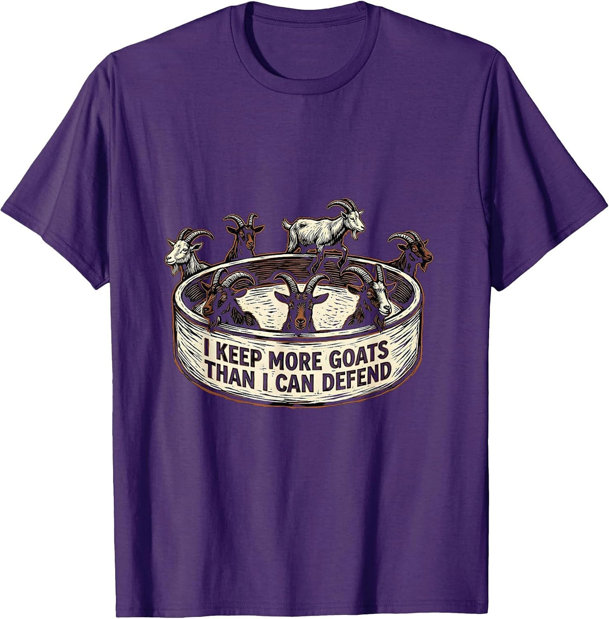 Men's I Keep More Goats Than I Can Defend Funny Goat Lover Farm T-Shirt - Purple