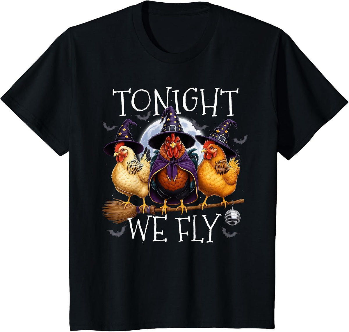 Funny Tonight We Fly Chicken Spooky Season Halloween Farm T-Shirt - Black