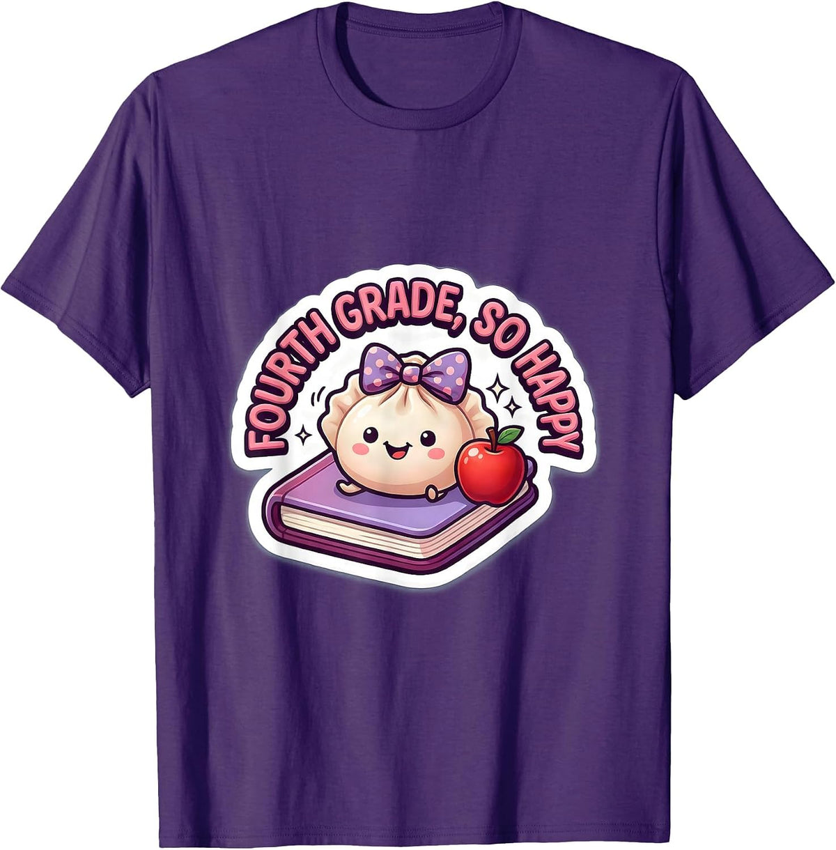 Men's Fourth Grade So Happy Kawaii Dumpling Cute Back to School T-Shirt - Purple