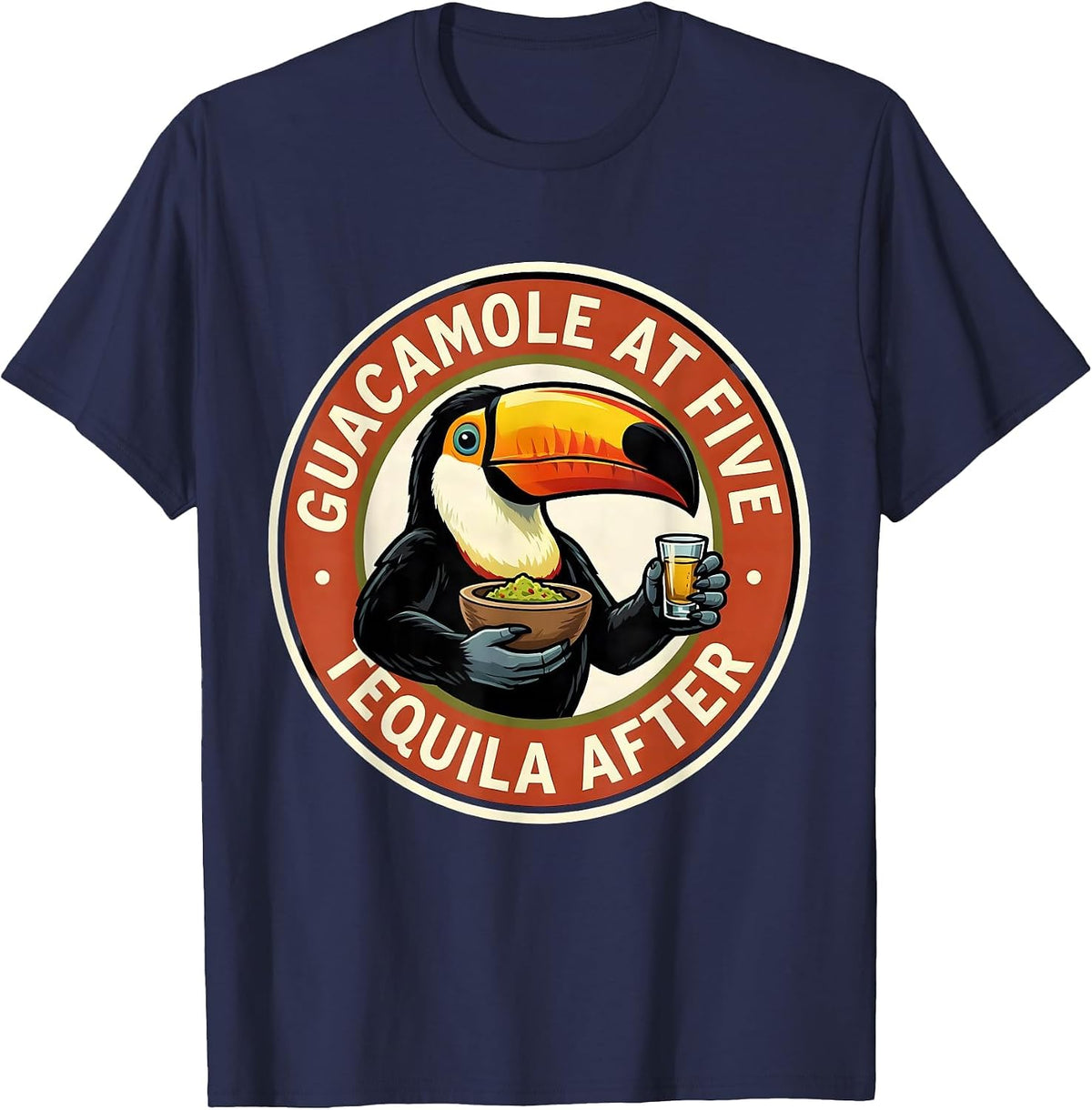 Guacamole At Five Tequila After Retro Cinco De Mayo Party T-Shirt - Navy Blue