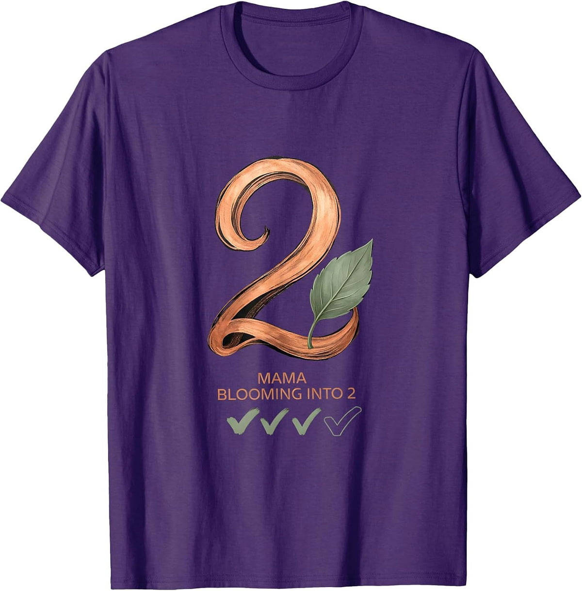 Mama Blooming Into 2 Boho Typography Twin Pregnancy T-Shirt - Purple