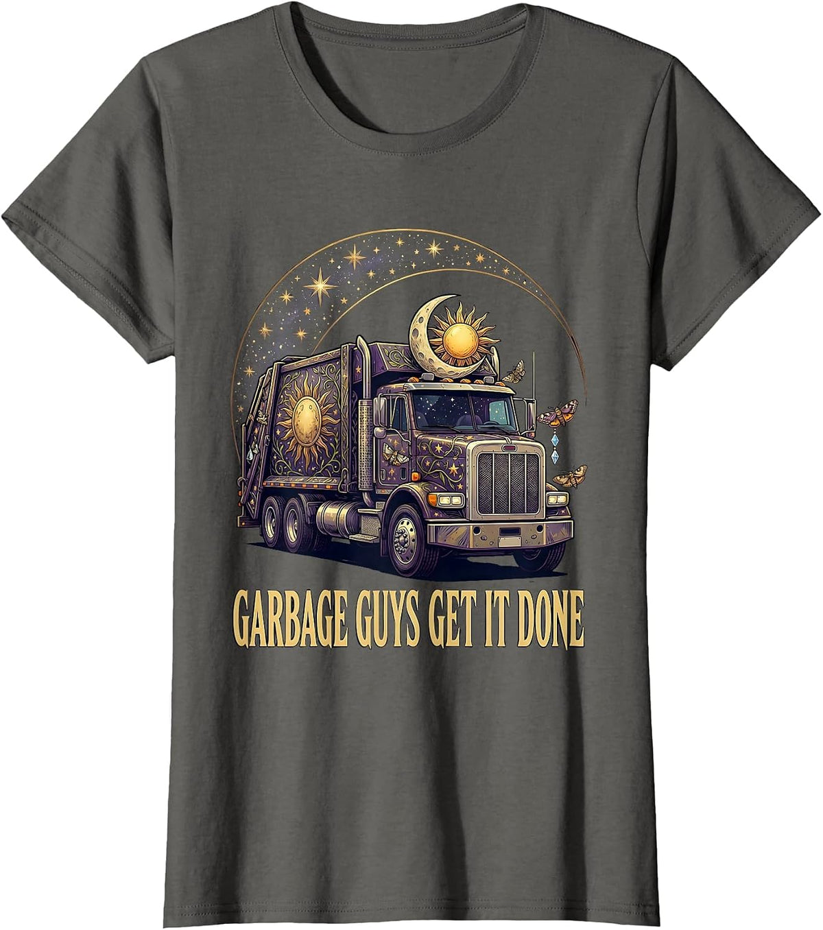 Women's Garbage Guys Get It Done Trash Truck Design T-Shirt - Asphalt Grey