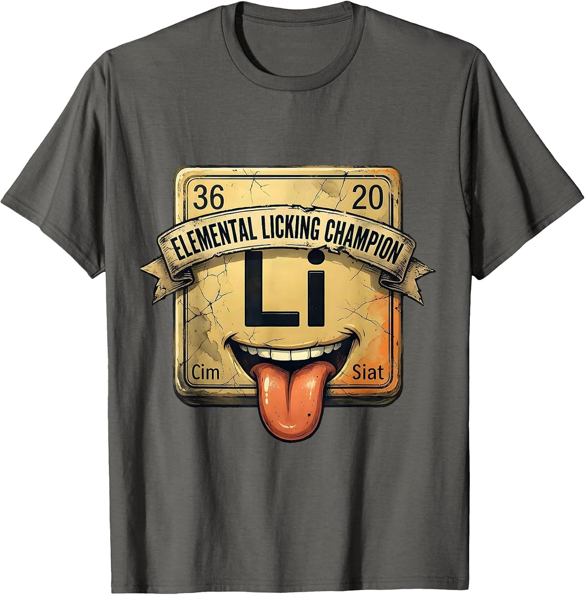Can I Lick It Elemental Licking Champion Design T-Shirt - Asphalt Grey