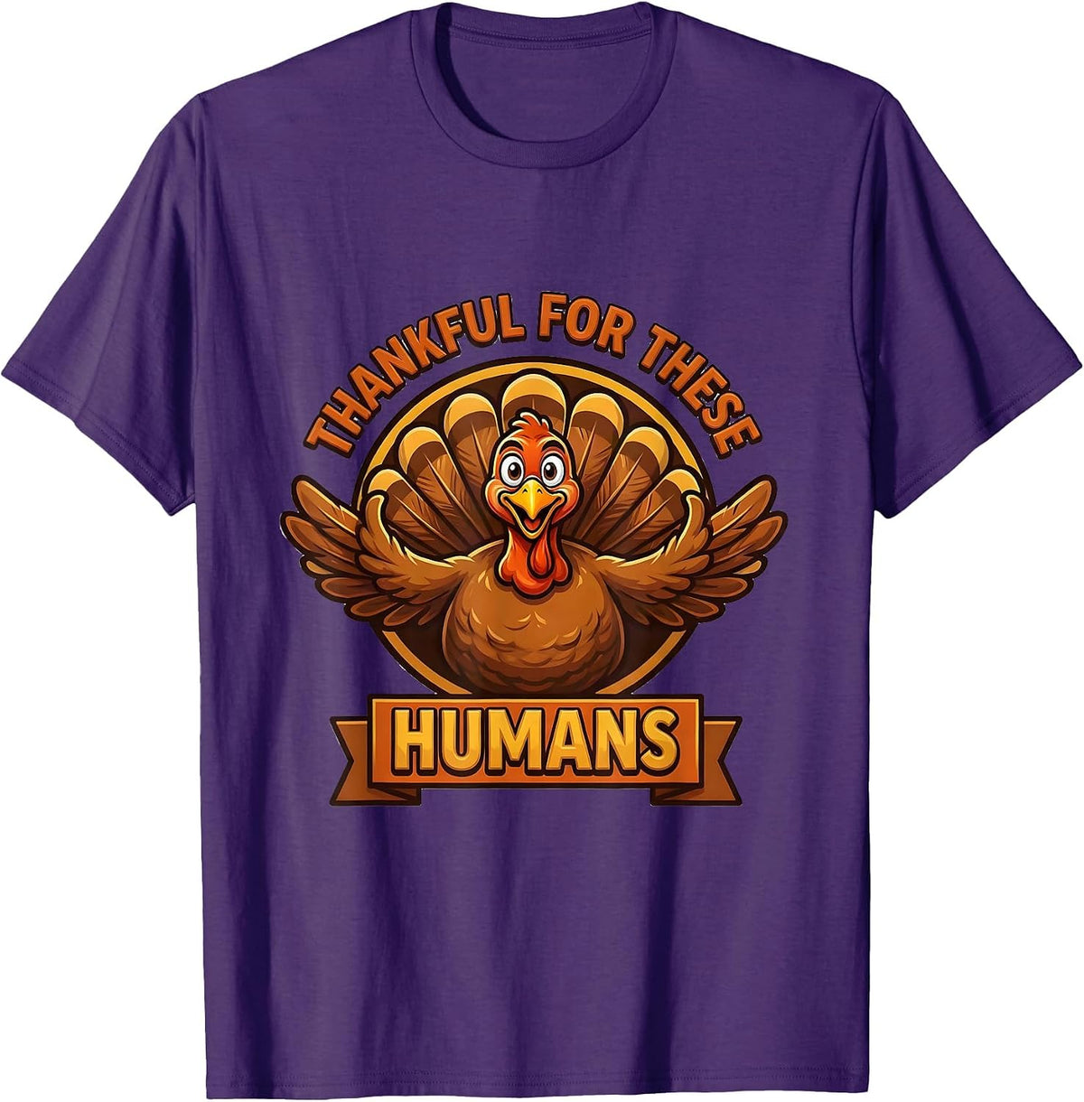 Thankful for These Humans Thanksgiving Family Design T-Shirt - Purple