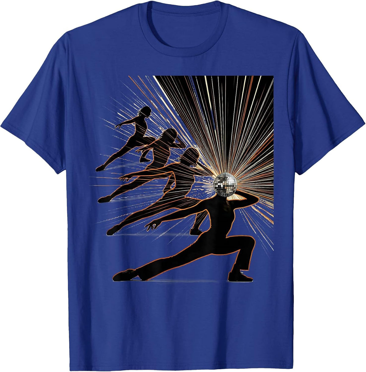 Disco Dancer Silhouette Futurism 70s Party T-Shirt - Royal Blue