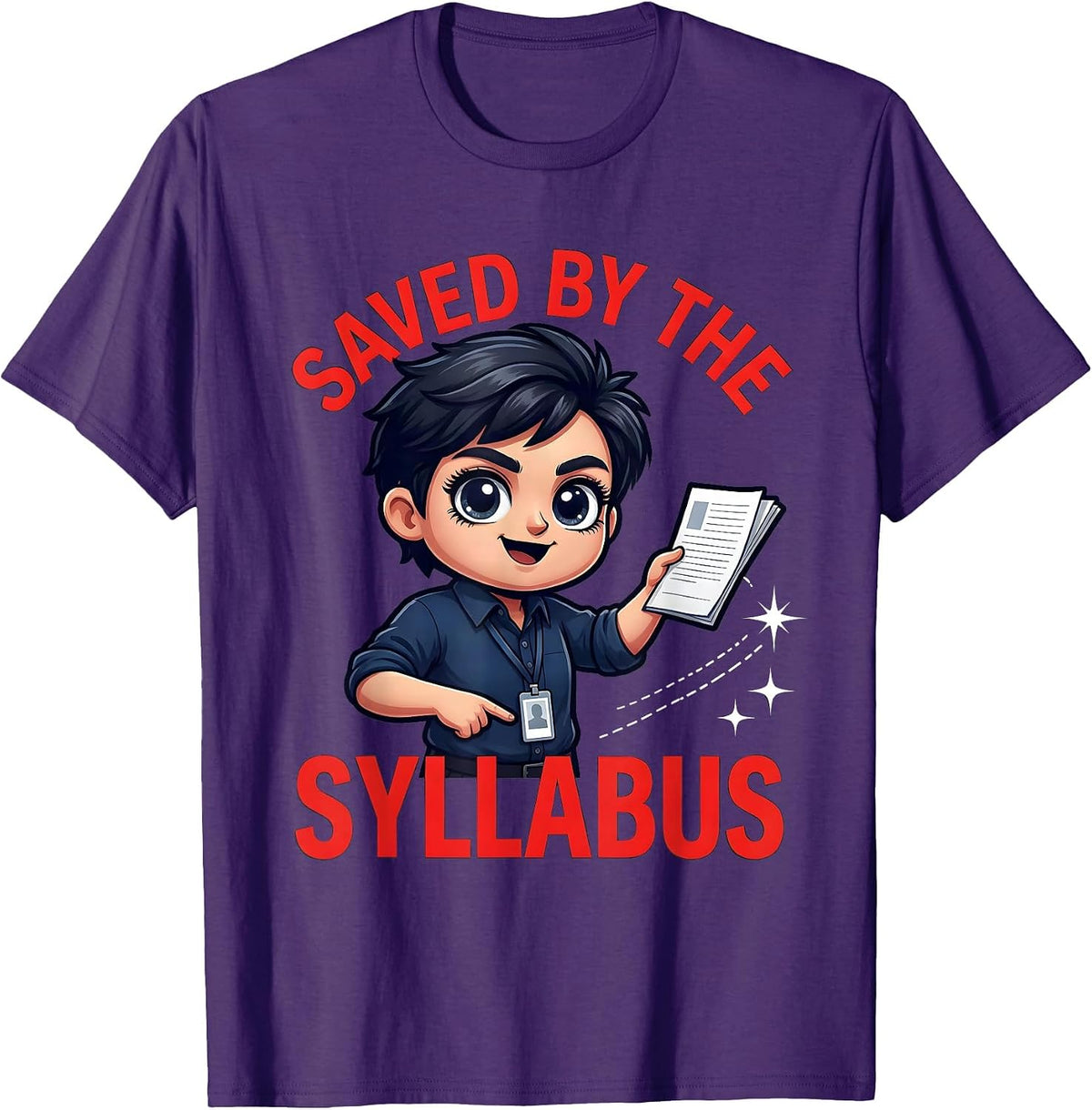 Men's SAVED BY THE SYLLABUS Funny Teacher School Staff T-Shirt - Purple