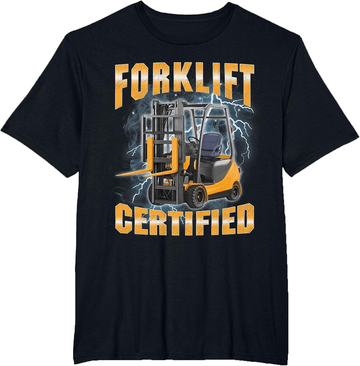Forklift Certified Funny Fork Lift Meme Bootleg T-Shirt - Black