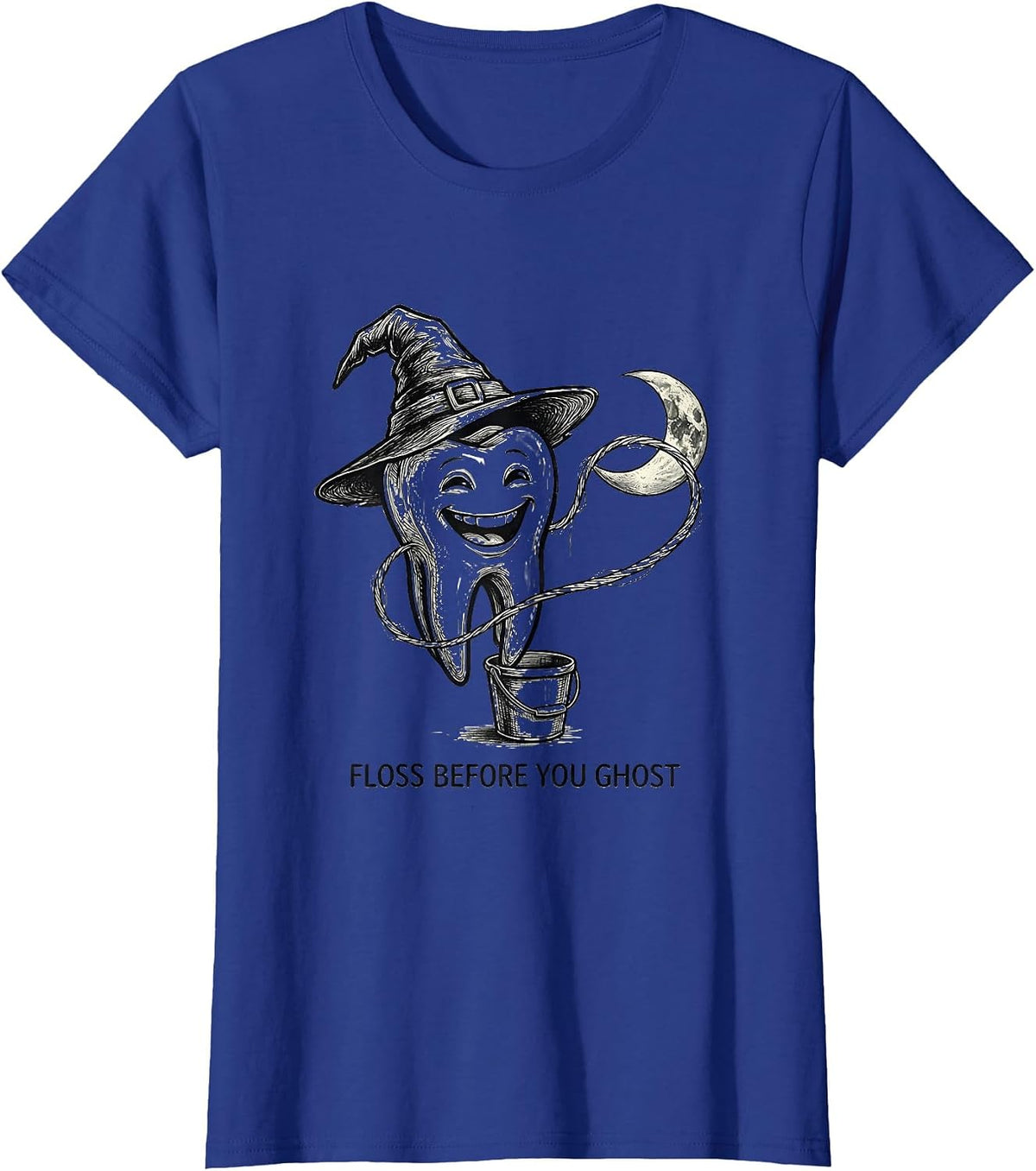 Women's Floss Before You Ghost Dental Humor Halloween Costume T-Shirt - Royal Blue
