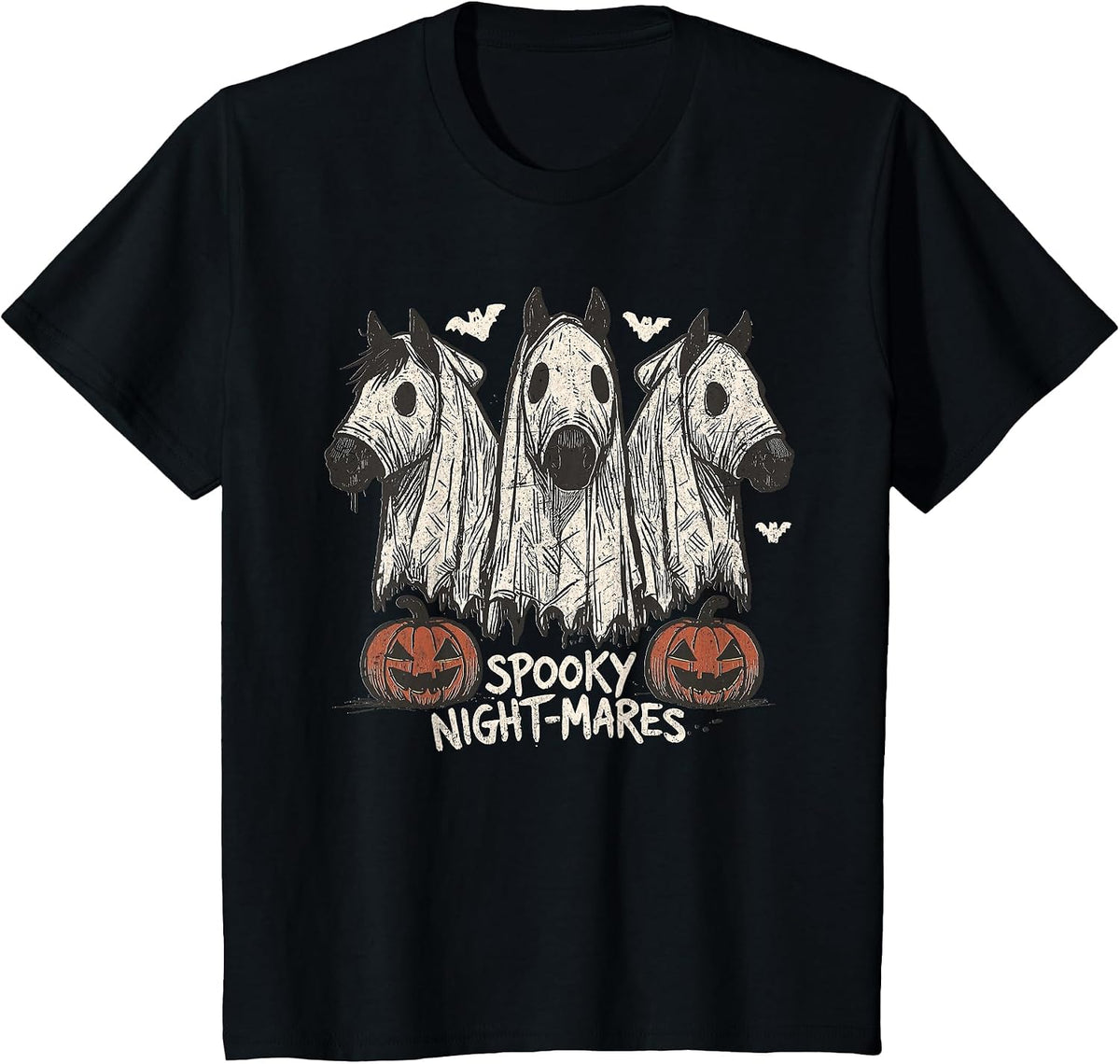 Spooky Night-Mares Halloween Horse Ghost Funny Spooky Season T-Shirt - Black