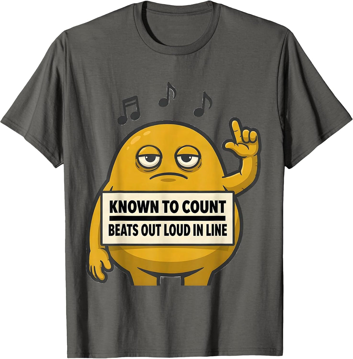 Men's Known To Count Beats Out Loud In Line Funny Music Lover Gift T-Shirt - Asphalt Grey