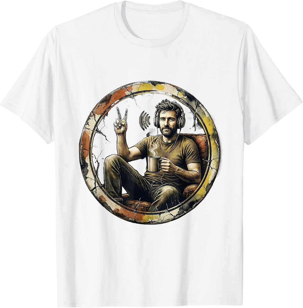 Men's Relaxed Parent Metal Fan Distressed Heavy Metal Humor T-Shirt - White