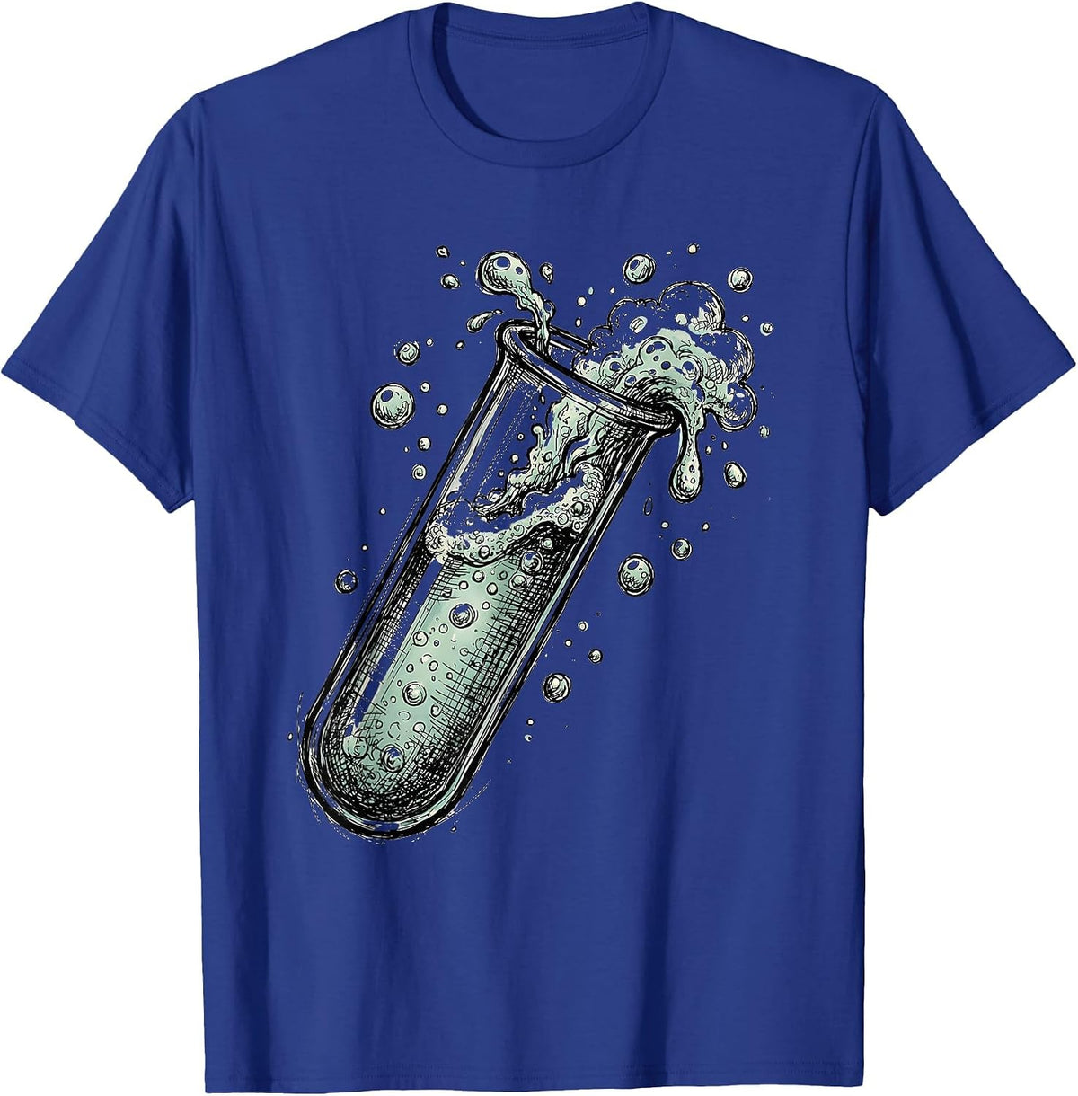 Men's Bubbling Test Tube Science Lab Graphic Tee T-Shirt - Royal Blue