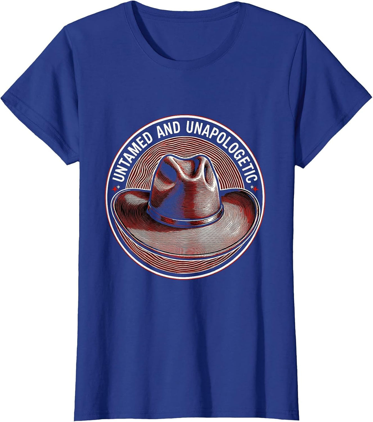 Women's Untamed and Unapologetic Cowgirl Design T-Shirt - Royal Blue